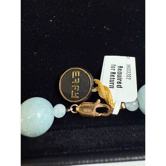 New EFFY Jade Bead 18” Statement Necklace 14K Yellow Gold Clasp - Picture 3 of 3